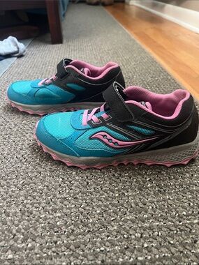 Saucony Kids Trail Running sneaker.  Used but in good condition.